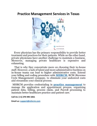 practice management services in texas