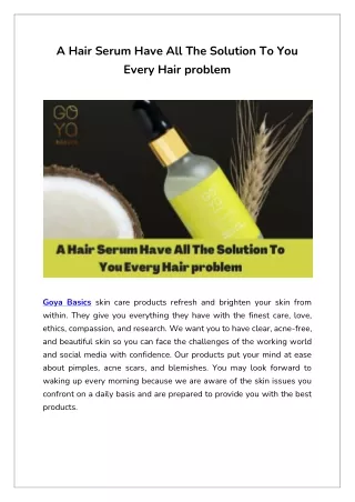 A Hair Serum Have All The Solution To You Every Hair problem
