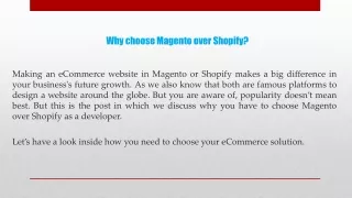 Why choose Magento over Shopify