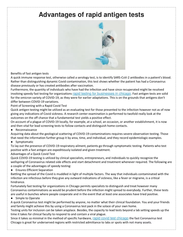 PPT - Advantages of rapid antigen tests PowerPoint Presentation, free ...