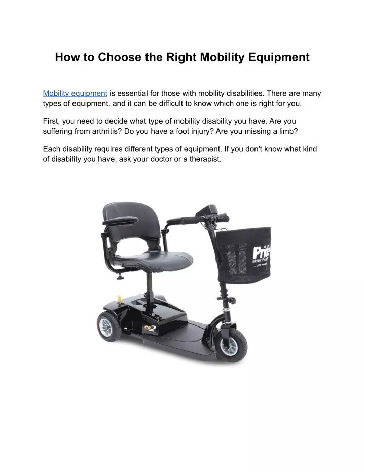 how to choose the right mobility equipment