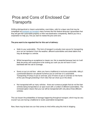 pros and cons of enclosed car transports