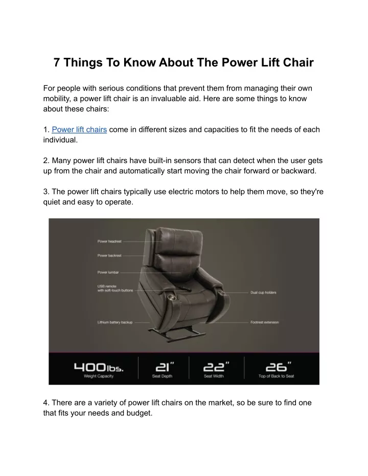 7 things to know about the power lift chair