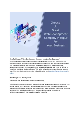 How To Choose A Web Development Company In Jaipur For Business