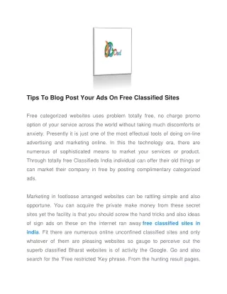Tips To Blog Post Your Ads On Free Classified Sites