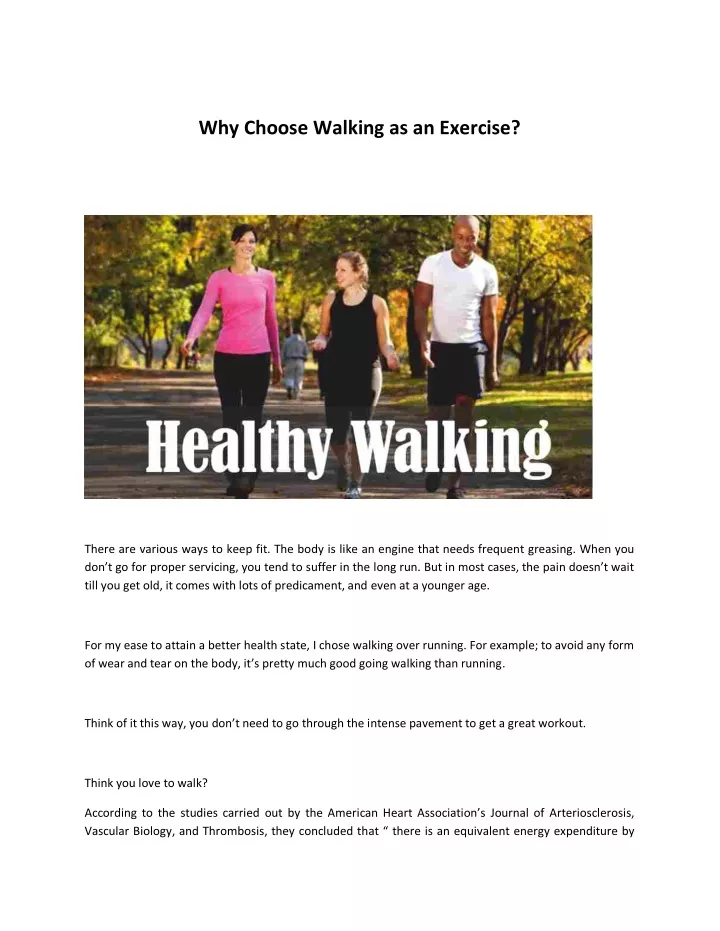 why choose walking as an exercise