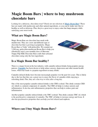 Magic Boom Bars | where to buy mushroom chocolate bars