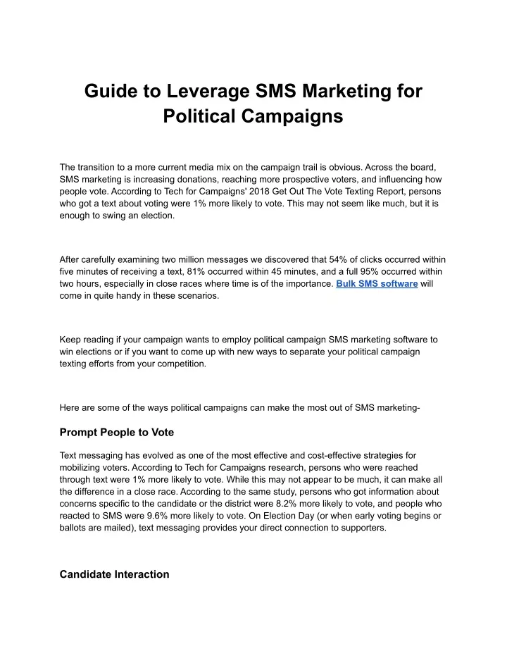 guide to leverage sms marketing for political