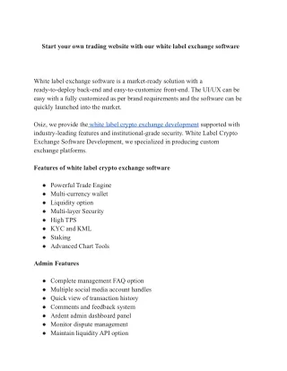 start your own trading website with our white