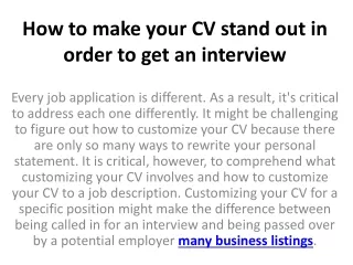 how to make your cv stand out in order to get an interview