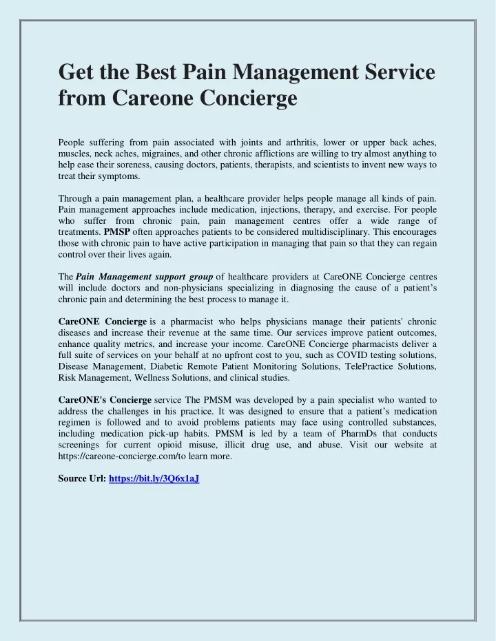 get the best pain management service from careone