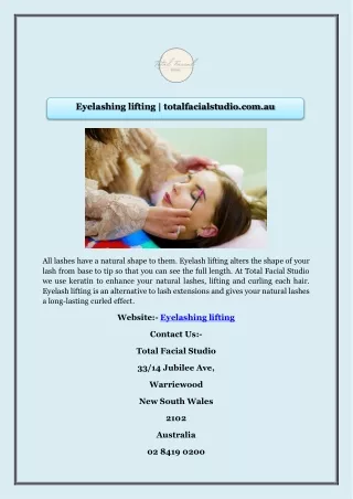 Eyelashing lifting | totalfacialstudio.com.au