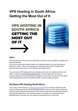 vps hosting in south africa getting the most