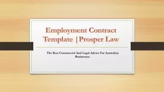 Employment Contract  Template |Prosper Law