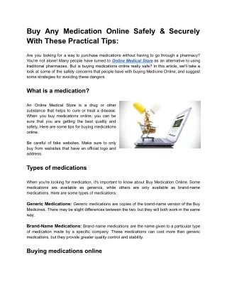 Buy Any Medication Online Safely & Securely With These Practical Tips_