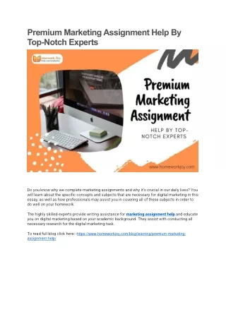 premium marketing assignment help by top notch
