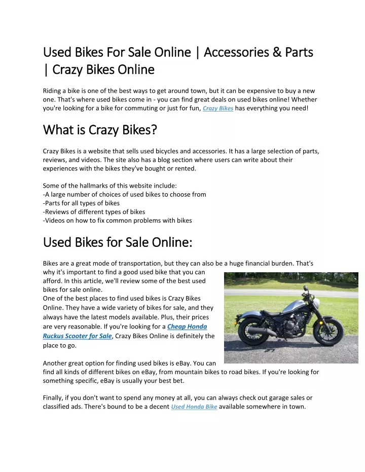 used bikes for sale online accessories parts used