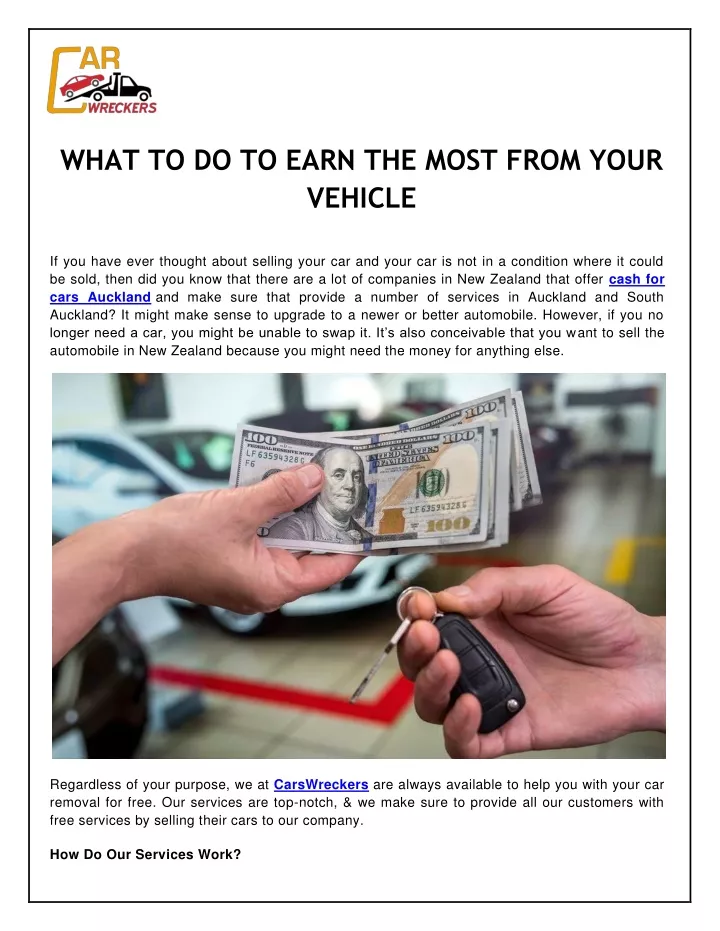 what to do to earn the most from your vehicle