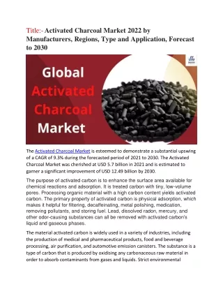 title activated charcoal market 2022