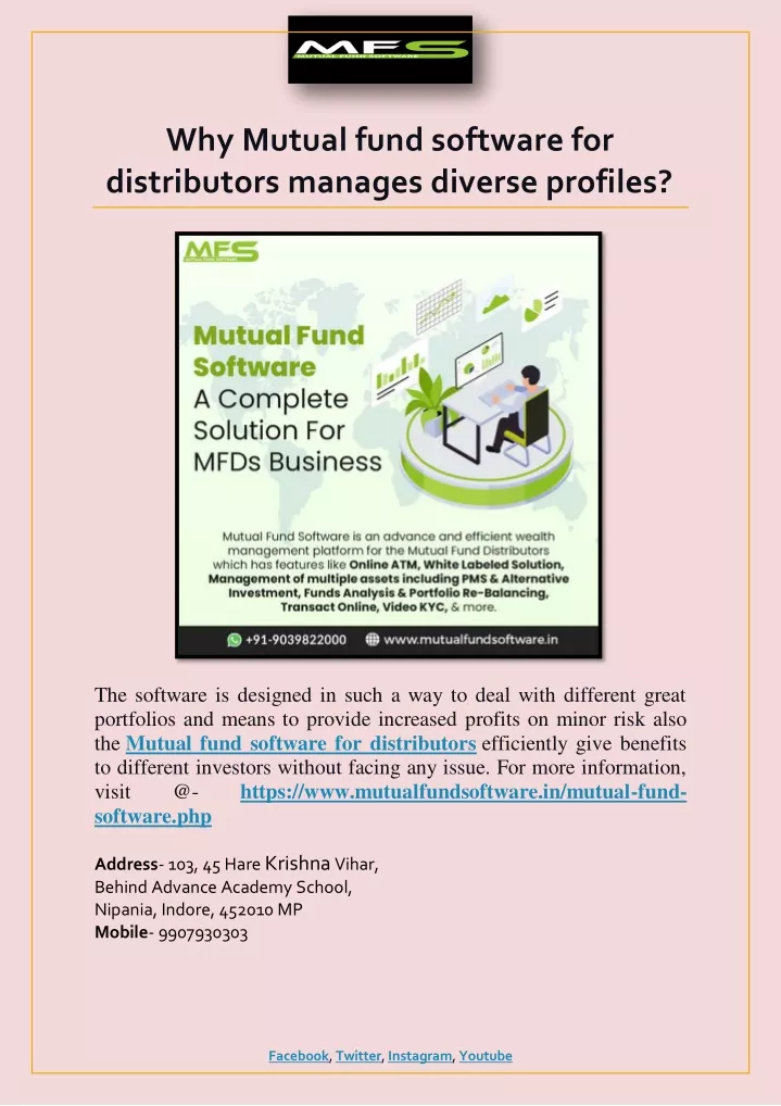 why mutual fund software for distributors manages