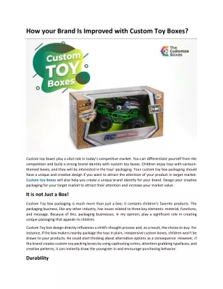 how your brand is improved with custom toy boxes