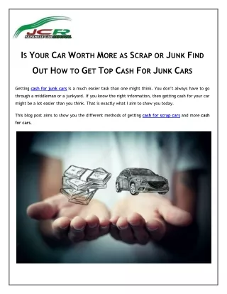Is Your Car Worth More as Scrap or Junk Find Out How to Get Top Cash For Junk Cars