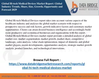 global hi tech medical devices market report