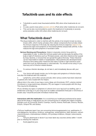 Tofacitinib uses and its side effects