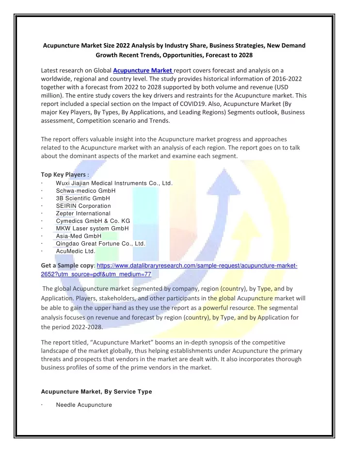 acupuncture market size 2022 analysis by industry