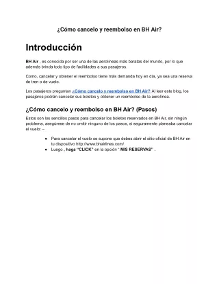 c mo cancelo y reembolso en bh air