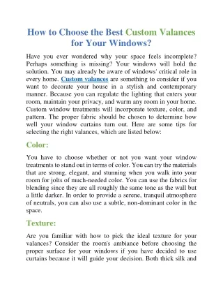 How to choose the best custom valances for your windows