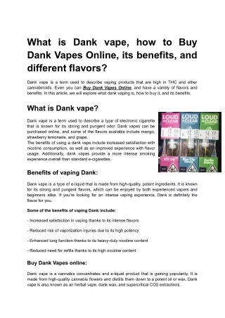 Dank vape, how to Buy Dank Vapes Online, its benefits, and different flavors?