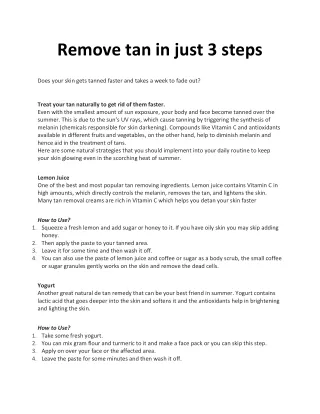 remove tan in just 3 steps