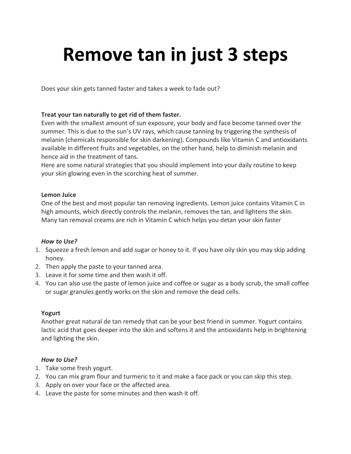 remove tan in just 3 steps