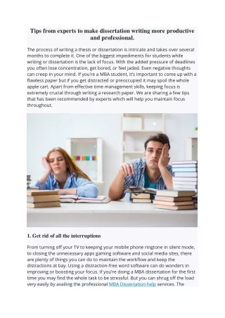 tips from experts to make dissertation writing