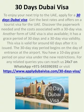 30 Days Dubai Visa