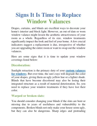 Signs it is time to replace window valances