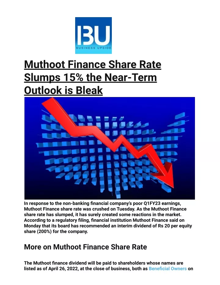 muthoot finance share rate slumps 15 the near