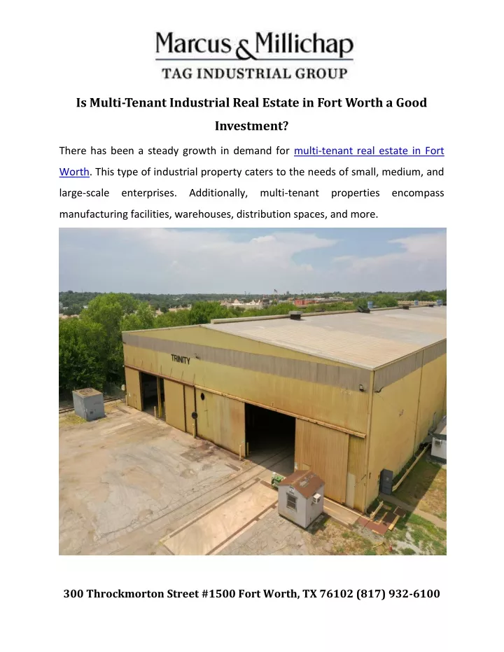 is multi tenant industrial real estate in fort