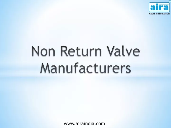 non return valve manufacturers