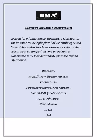 Bloomsburg Club Sports  Bloommma