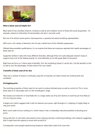 The Advantages of Black Cumin Seed Oil for Skin & Hair