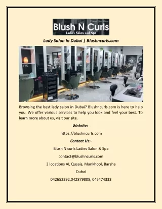 Lady Salon In Dubai  Blushncurls.com