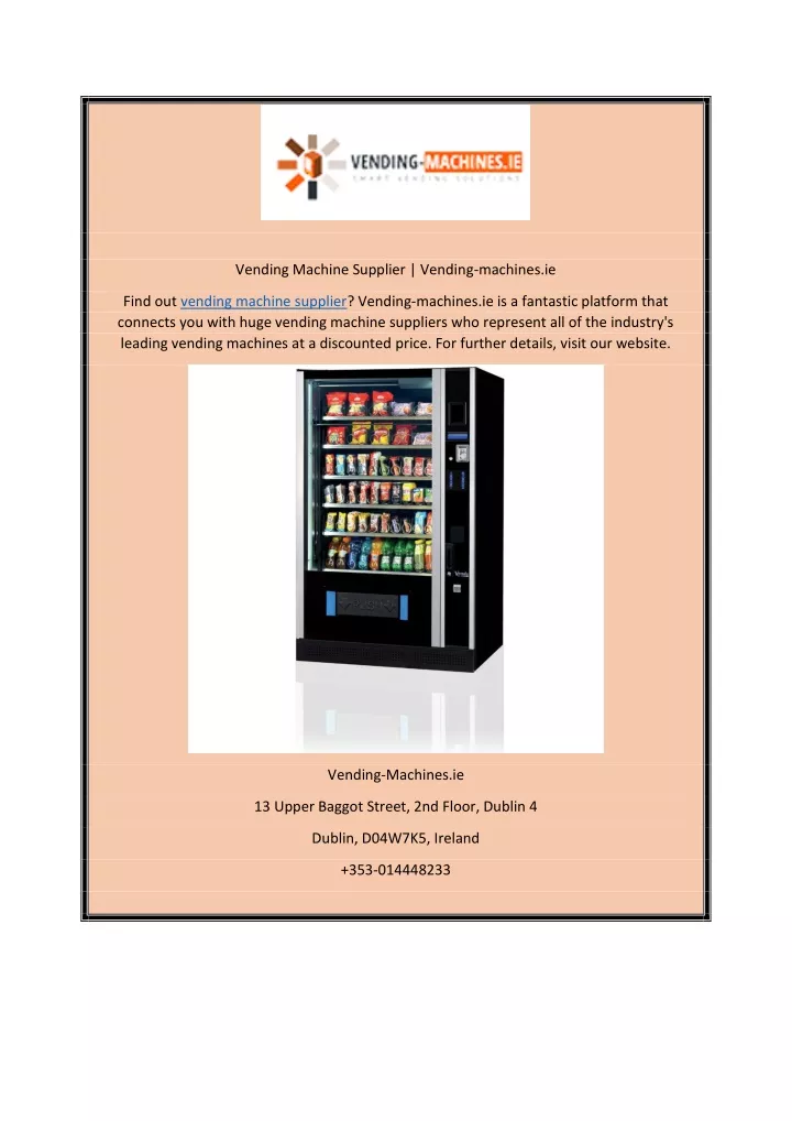 vending machine supplier vending machines ie