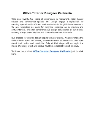 Office Interior Designer California