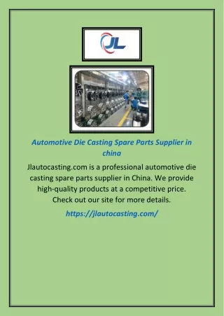 Automotive Die Casting Spare Parts Supplier in china
