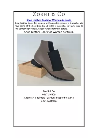 Shop Leather Boots for Women Australia | Zoshiandco.com.au