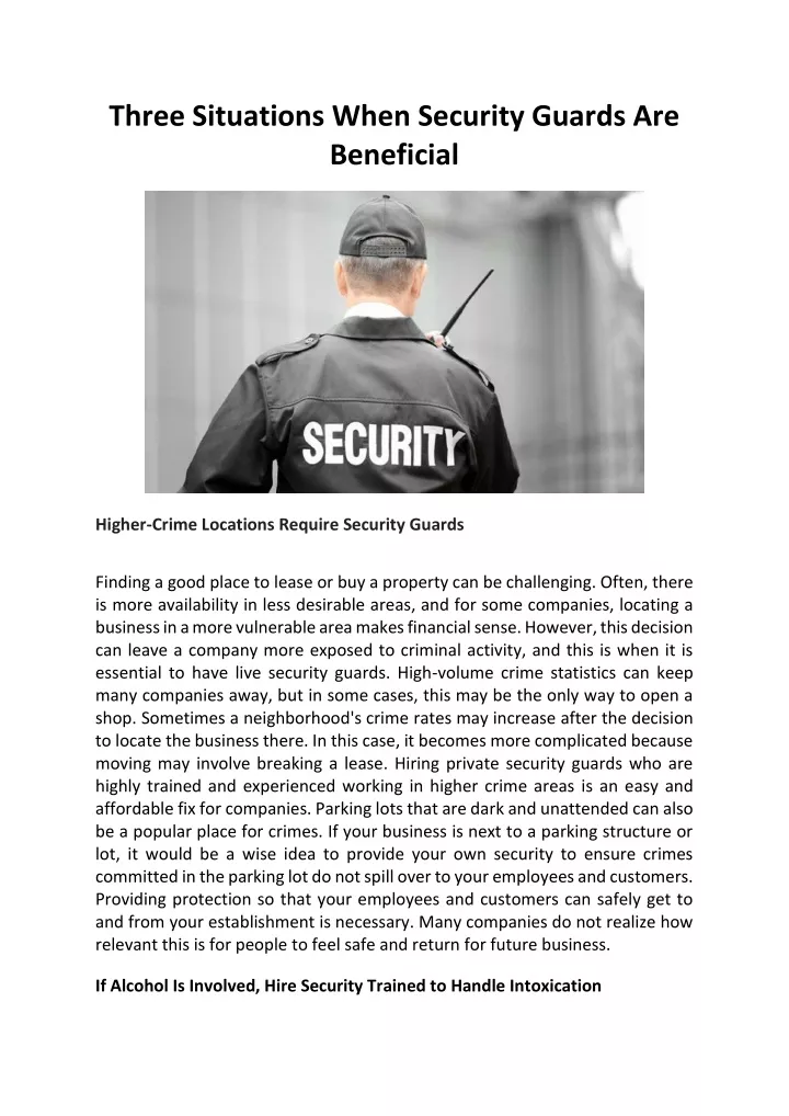 three situations when security guards