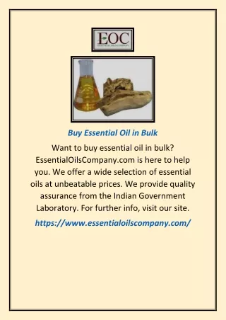 Buy Essential Oil in Bulk