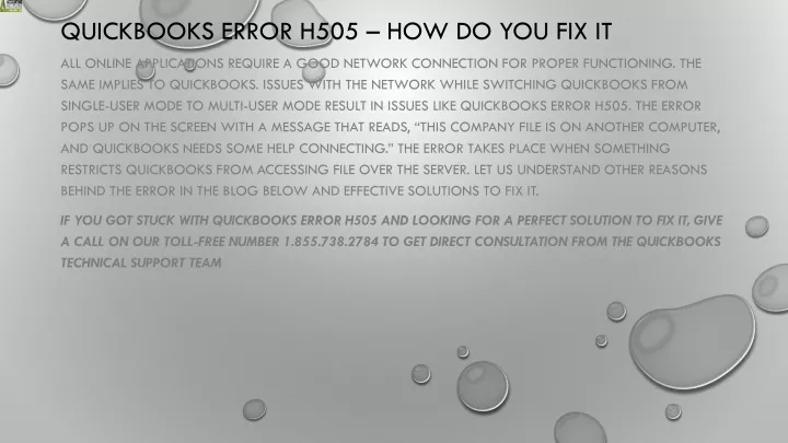 quickbooks error h505 how do you fix it